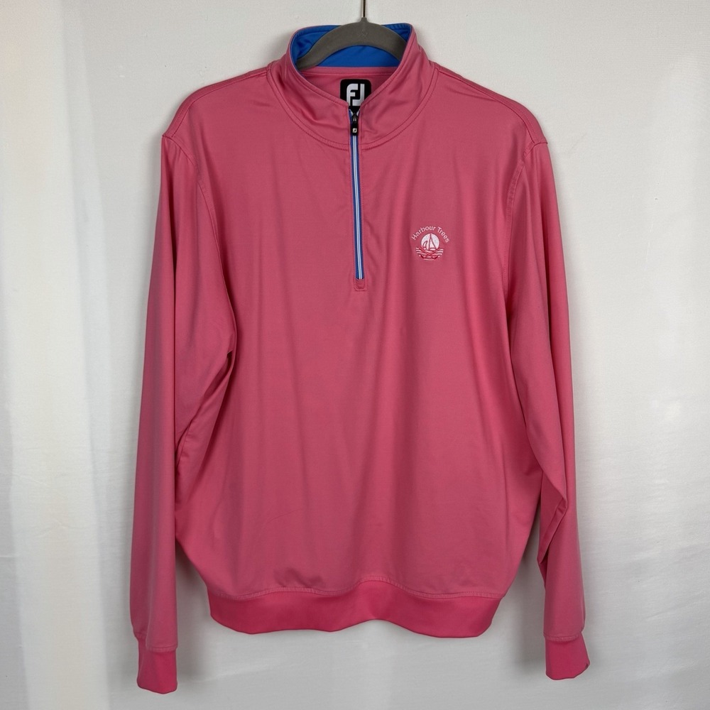 FootJoy FJ Pink 1/4 Zip Pullover Golf Athletic Stretch Jacket Men's XL